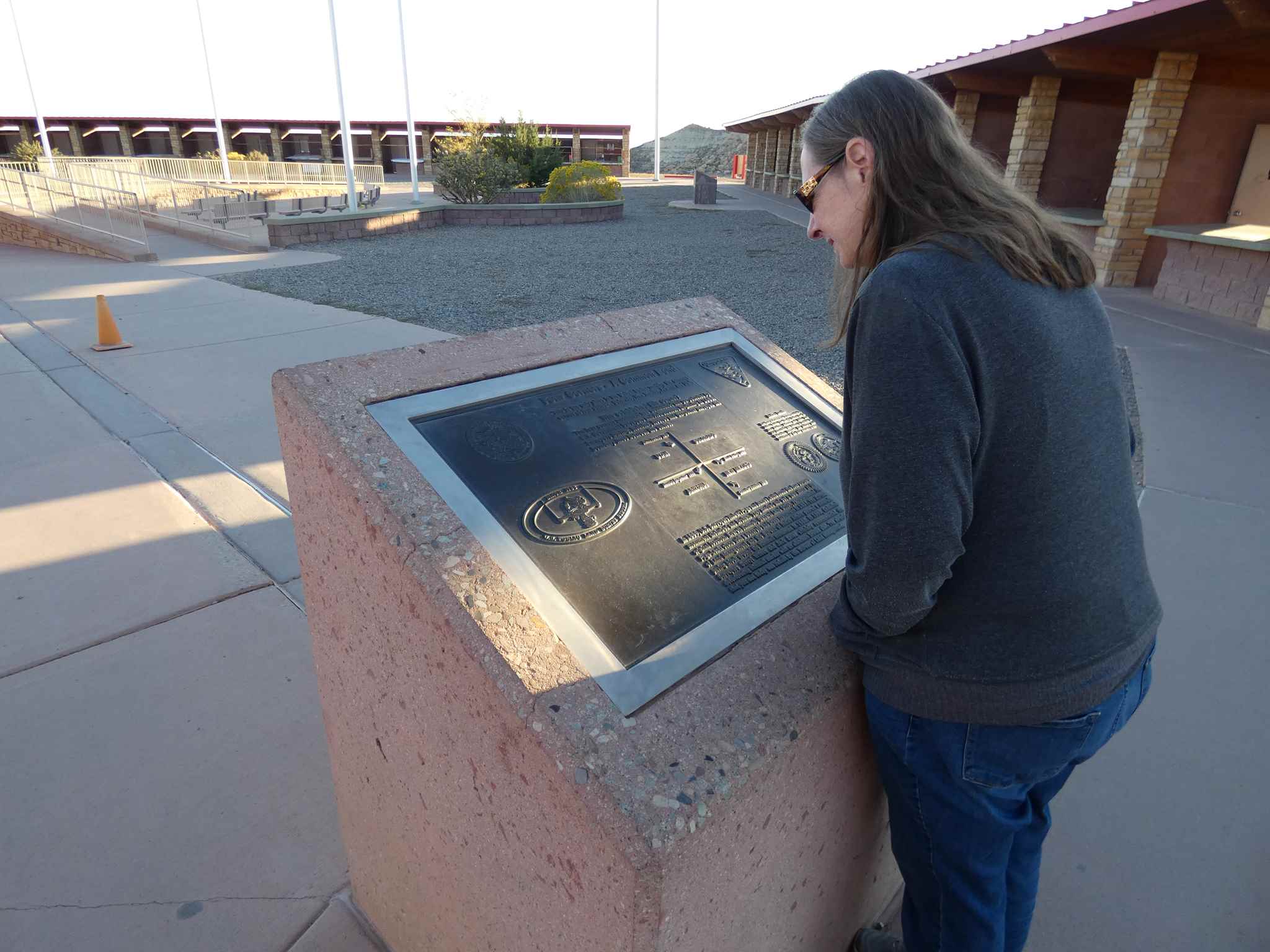 Diana reading the layout on Four Corners Monument